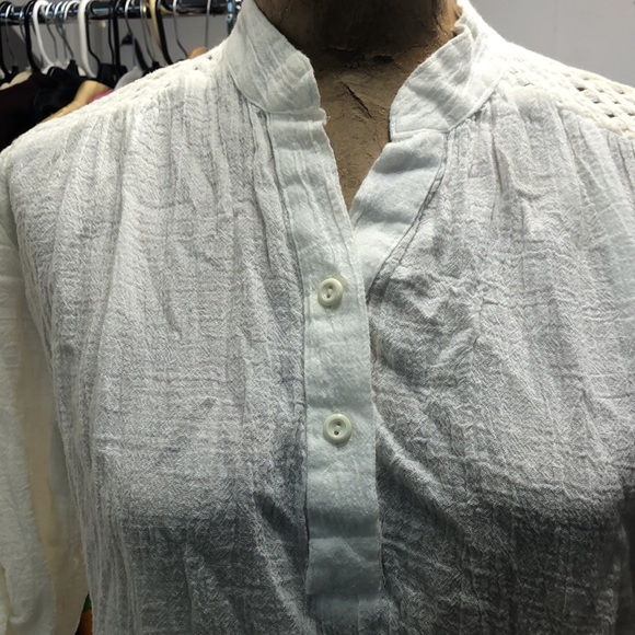 Vintage 1970’s- Ms. Paquette- gauze cotton top- rolled sleeves- lattice weave - Picture 5 of 11